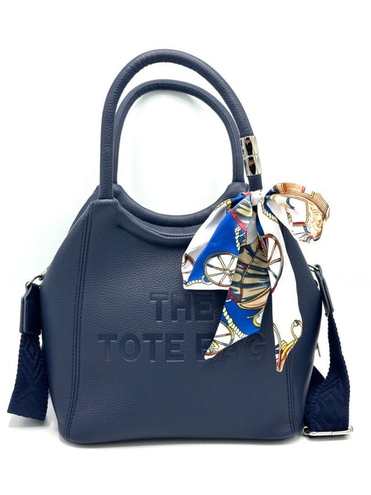 "The Tote Bag" dupes - donker blauwe shopper met sjaaltje