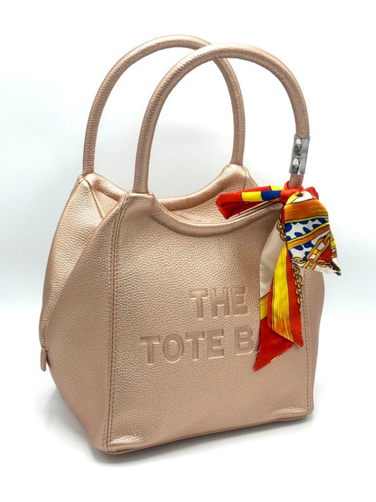 "The Tote Bag" dupes - champagne kleurige shopper met sjaaltje;
