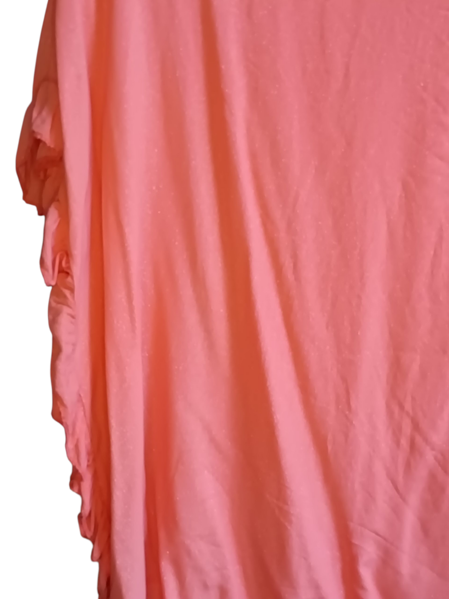 Mouwloze dames top grote maat met decoratieve ruches - koraal kleur