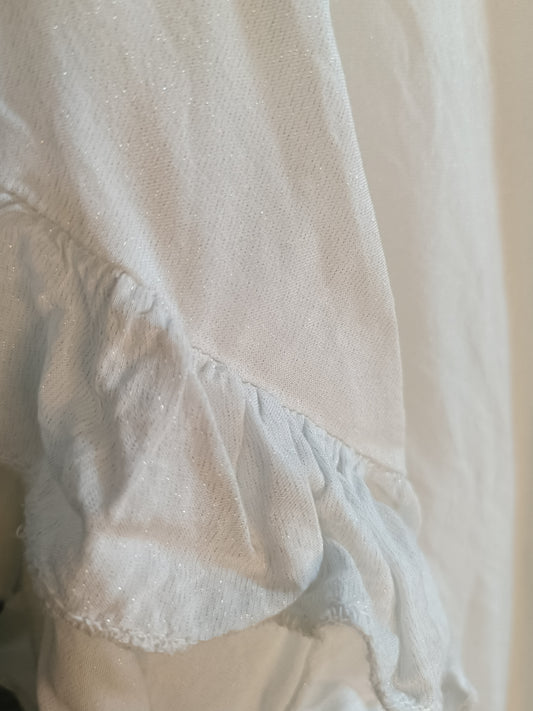 Detailfoto: metallic draad in zomerse top grote maat - Wit