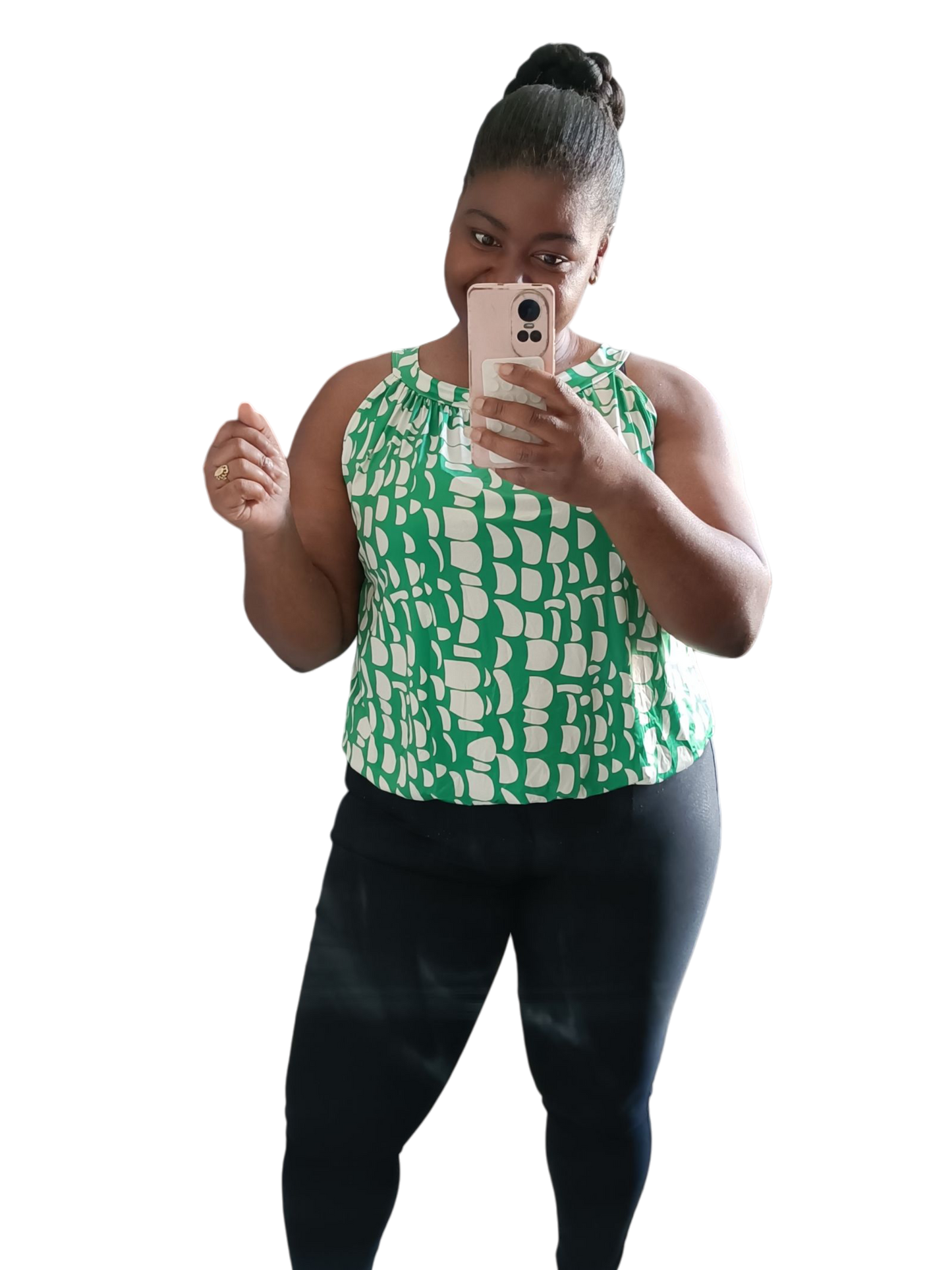 Travelstof top dames; mouwloos met strikje - Gucci groen| End of Summer collectie