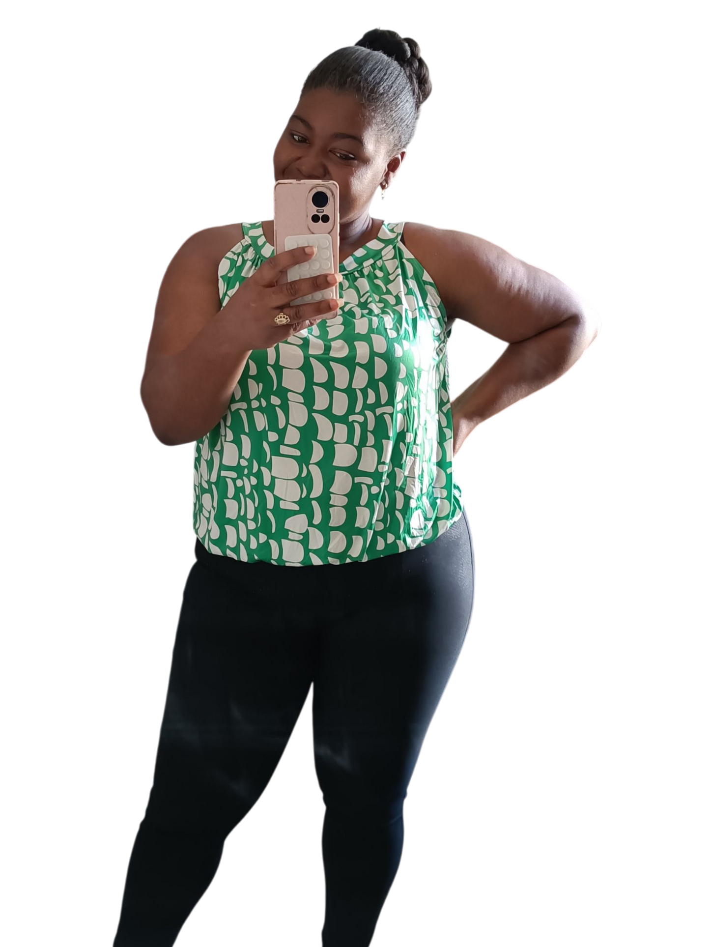 Travelstof top dames; mouwloos met strikje - Gucci groen| End of Summer collectie