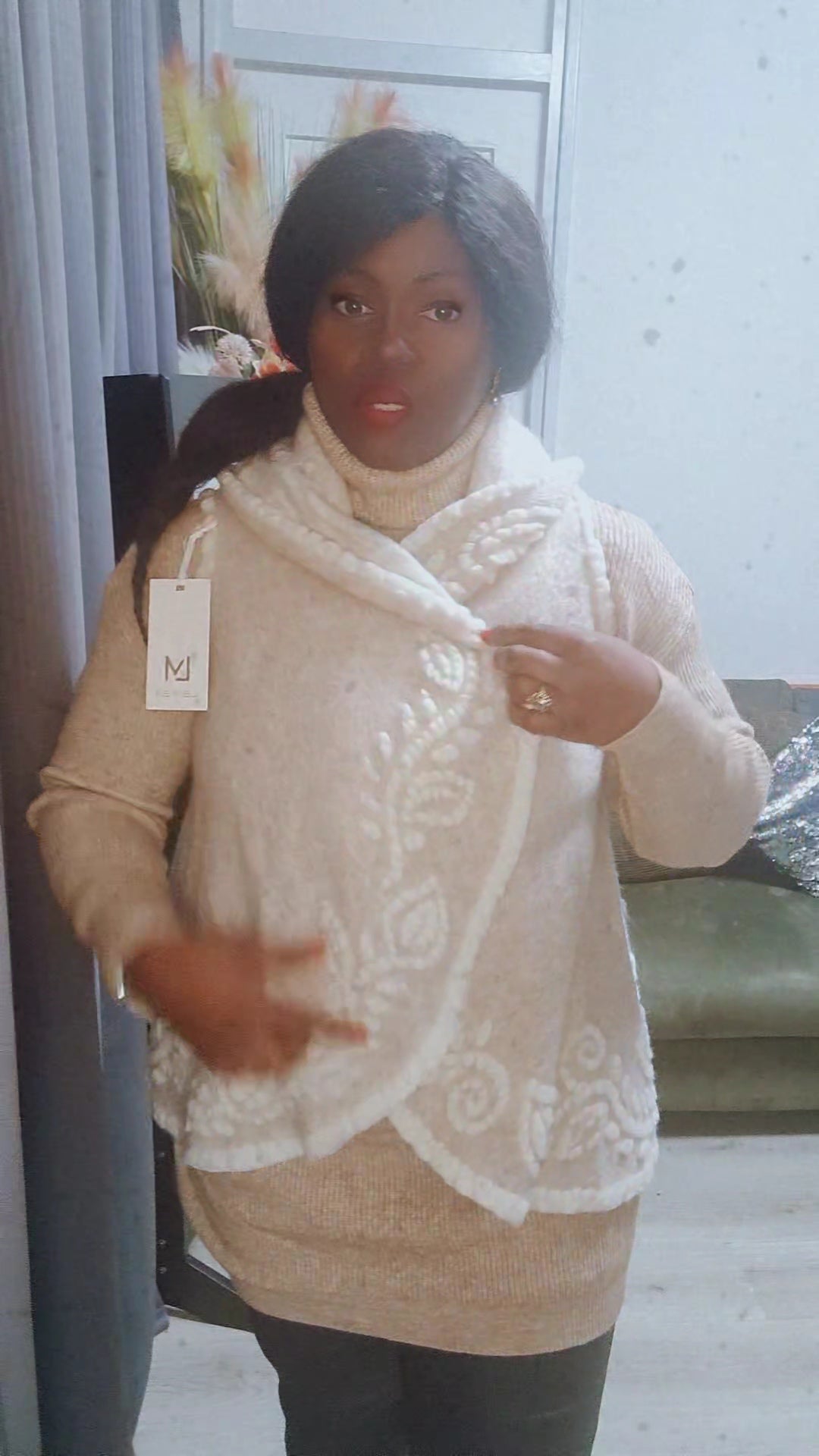 Bewerkte Beige Boho Gilet