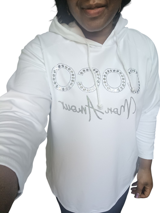 Coco Amour; Grote maten dames zomer hoodie - Wit | Lente & Pastels collectie