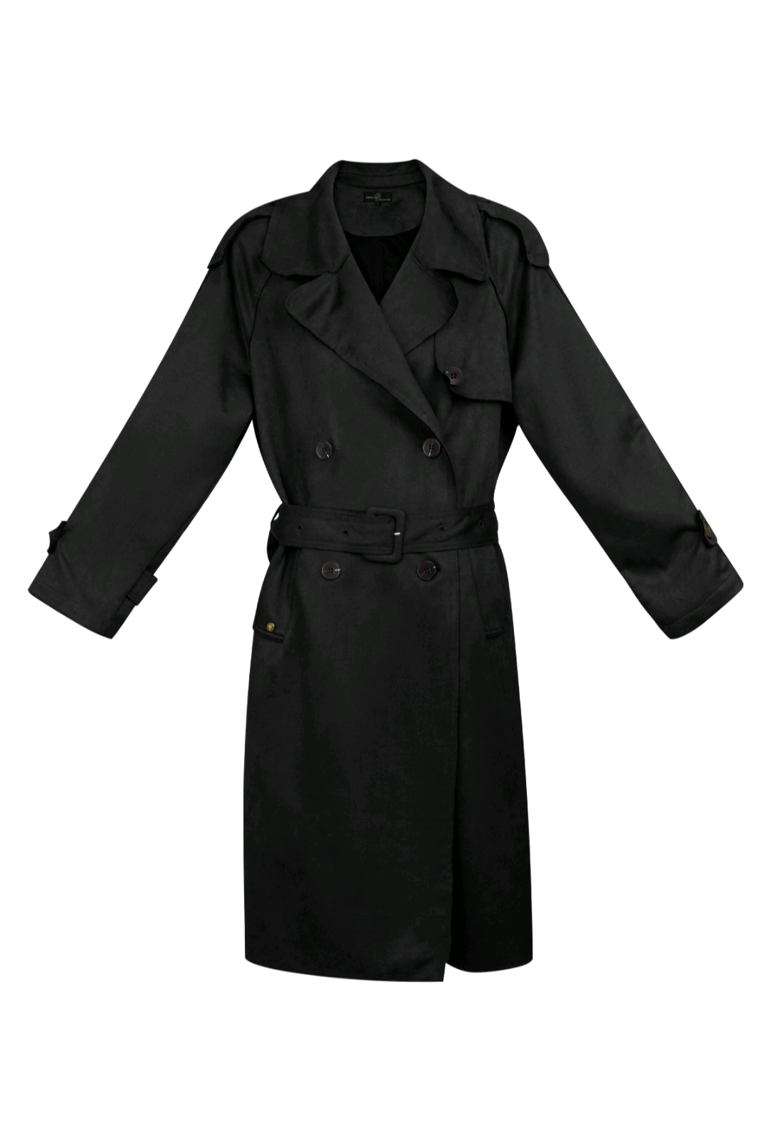 Suedine trenchcoat dames lang - Zwart | Fall4Me collectie