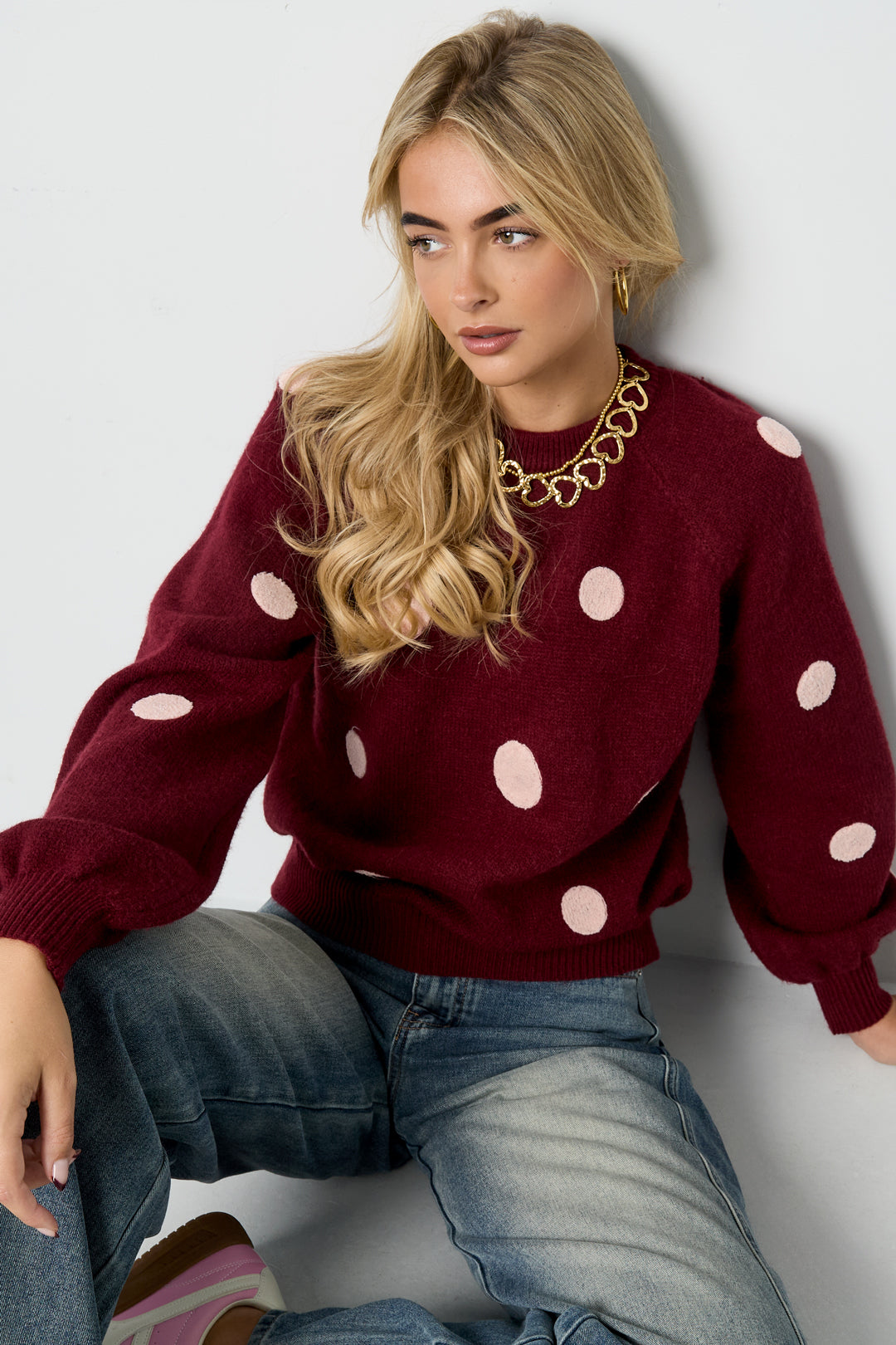 Gebreide Polyestervezel Vrouwen Truien Casual Polkadots