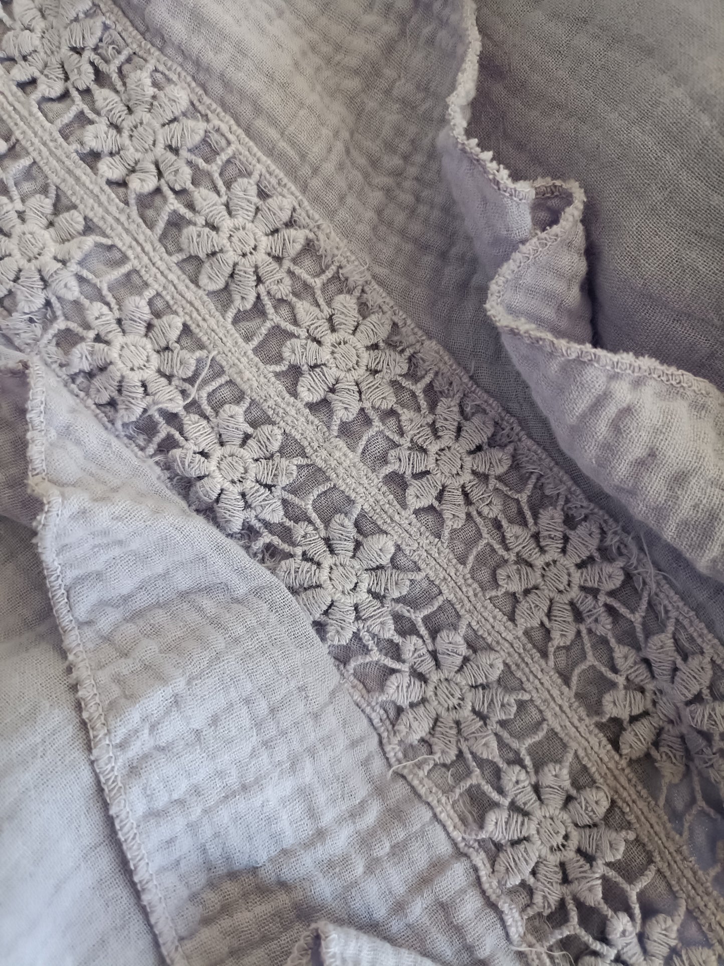 Carolina; Dames top van wafelstof - Lila paars