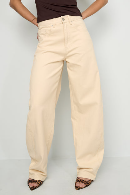 Dames barrel jeans / Balloon jeans - Blauw, Gebroken Wit en Lichtgrijs 