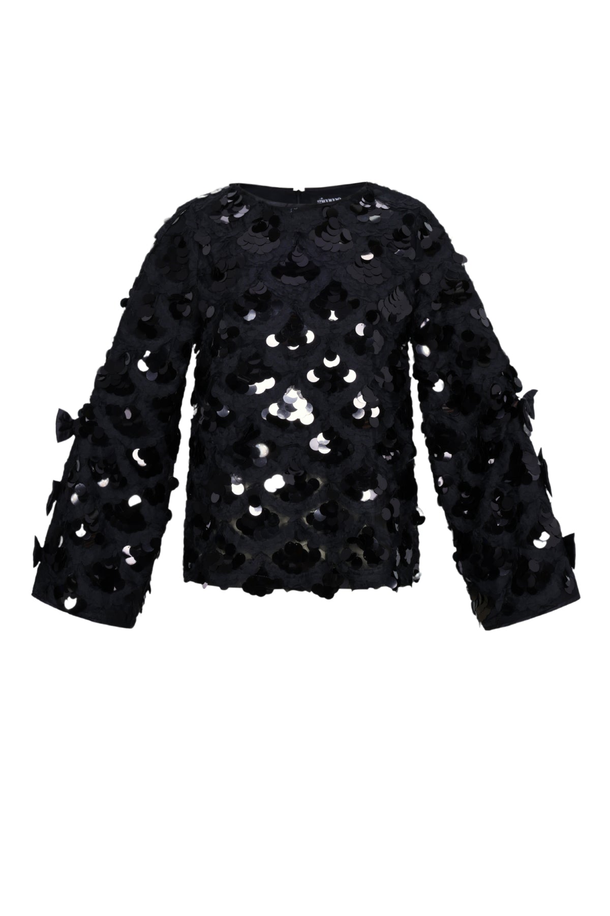 Woven Polyester Fiber Vrouwen Lange Mouwen Tops Elegant Sequins Statement