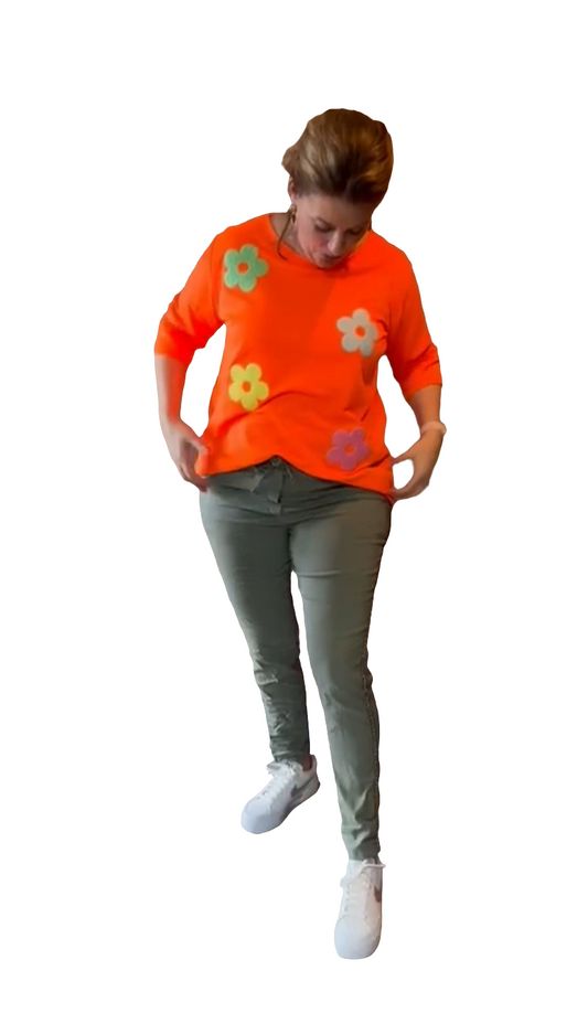 fetival outfit dames top felle bloemen