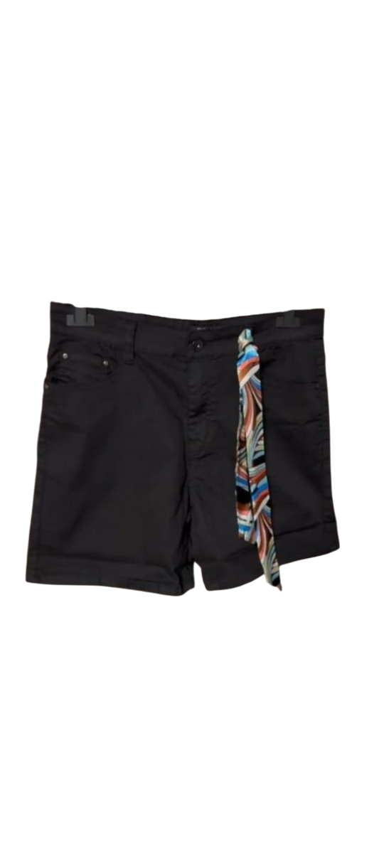 BBS Jeans fashion Shorts voor dames - zwart. Met sjaaltje.