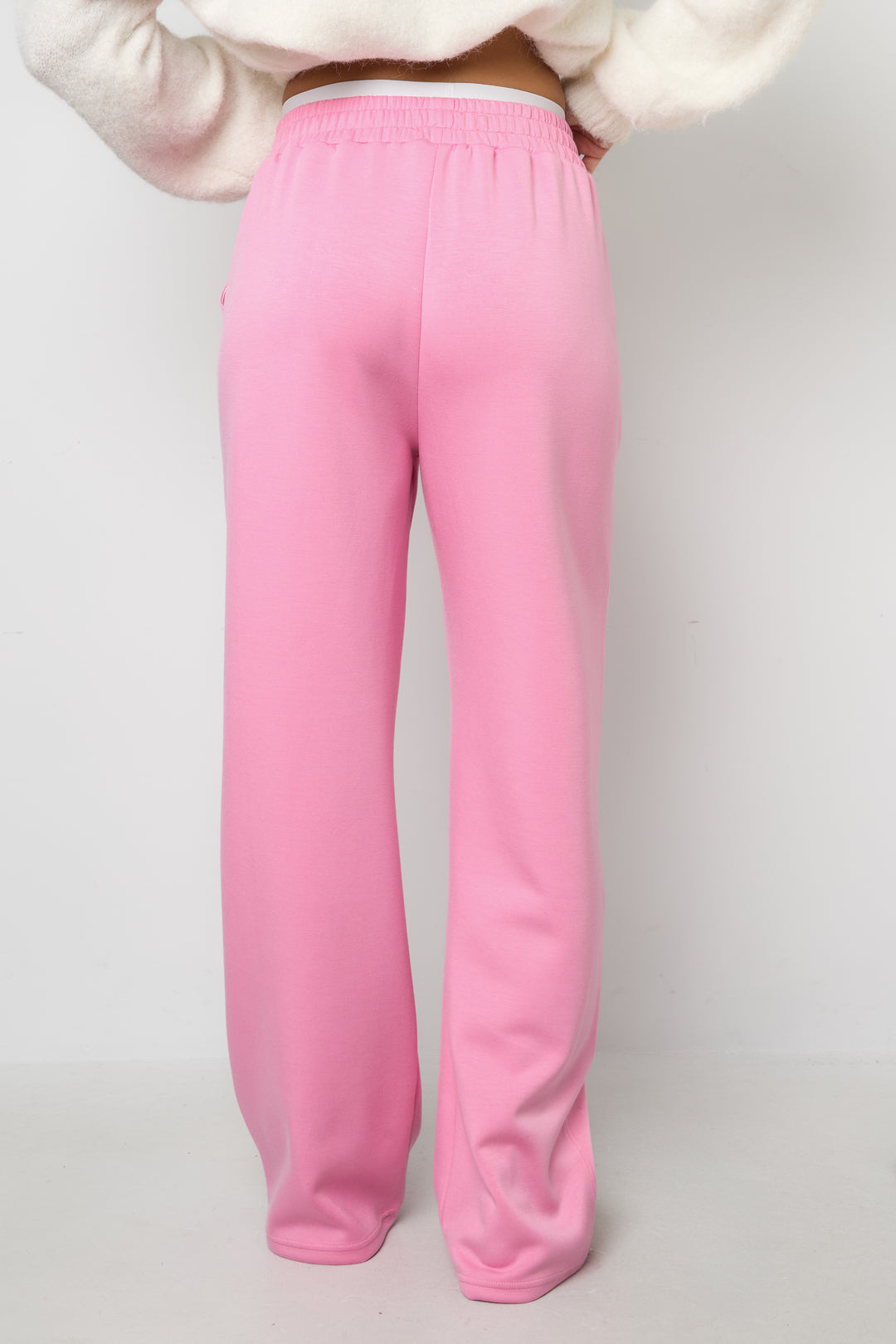 Gebreide Polyestervezel Vrouwen Rechte Broek Sportief Eenvoudige Kleur