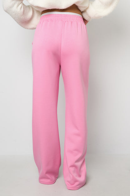 Gebreide Polyestervezel Vrouwen Rechte Broek Sportief Eenvoudige Kleur