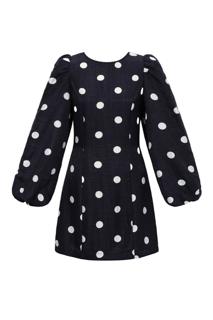Geweven Polyestervezel Vrouwen Mini Jurk Elegant Polkadots