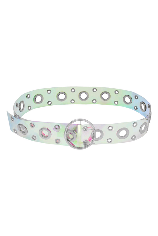 Brede transparante tailleriem / damesriem met grote metalen gesp – Zilver | Lente & Pastels collectie