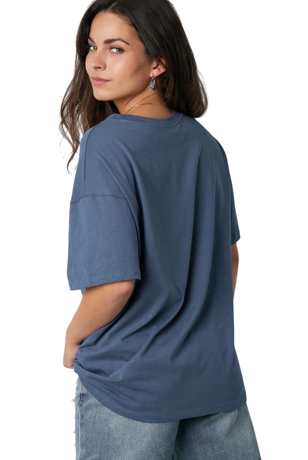Gimme blauw dames t-shirt met witte opdruk tekst; 'Mon cheri' - Blauw/Wit | Tee Time collectie