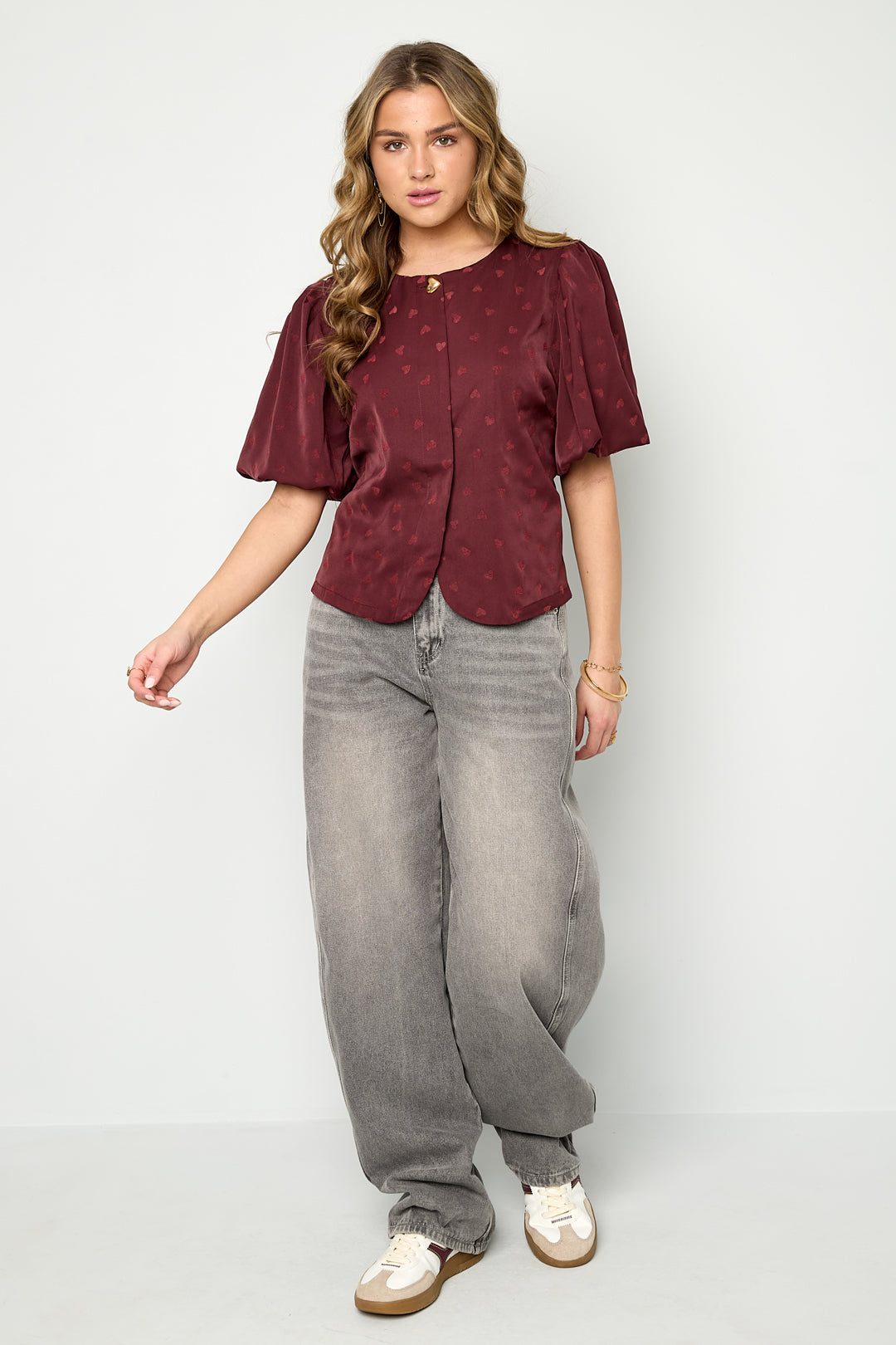 Dames barrel jeans / Balloon jeans - Blauw, Gebroken Wit en Lichtgrijs 