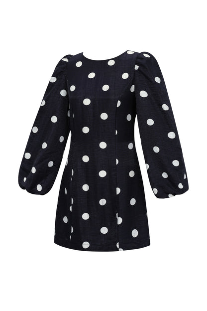 Geweven Polyestervezel Vrouwen Mini Jurk Elegant Polkadots