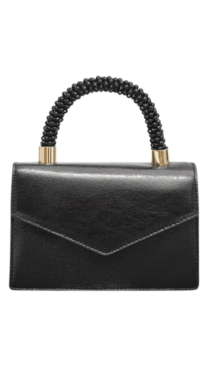 Kleine dames enveloptas/ schoudertas /crossbody met "candy" handvat - Zwart | Festival Ready collectie