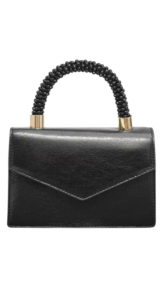 Kleine dames enveloptas/ schoudertas /crossbody met "candy" handvat - Zwart | Festival Ready collectie