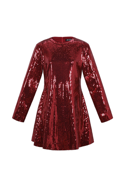 Geweven Polyestervezel Vrouwen Mini Jurk Elegant Pailletten Herfst/Winter