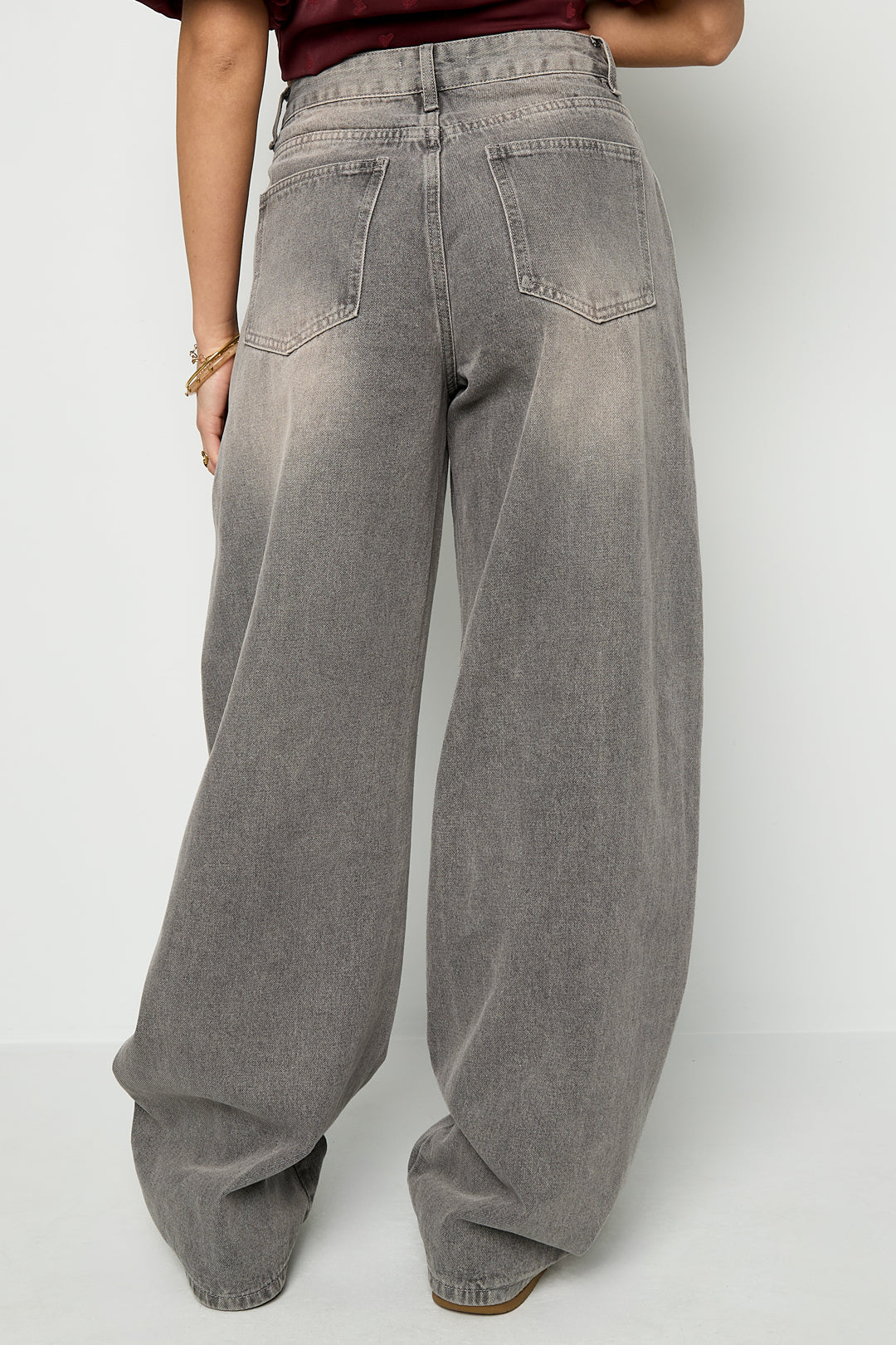 Dames barrel jeans / Balloon jeans - Blauw, Gebroken Wit en Lichtgrijs 