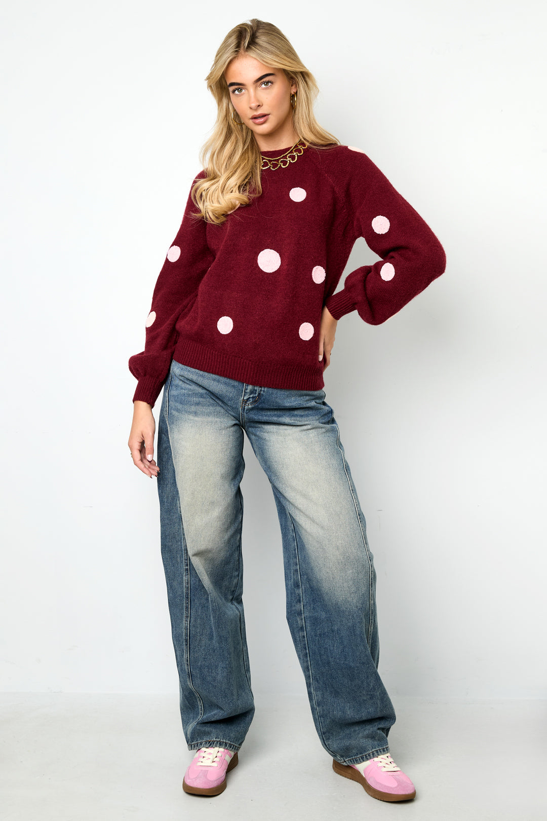 Gebreide Polyestervezel Vrouwen Truien Casual Polkadots