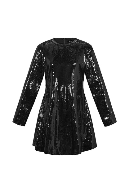 Geweven Polyestervezel Vrouwen Mini Jurk Elegant Pailletten Herfst/Winter