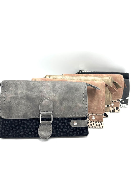 Kleine dames cheeta schoudertas/ crossbody - Zwart/ Grijs | Festival Ready collectie