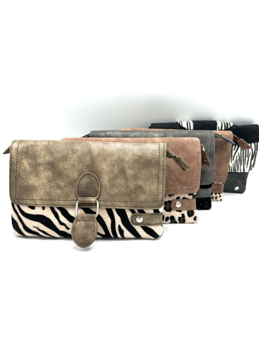 Kleine dames schoudertas/ crossbody zebra print - Taupe | Festival Ready collectie