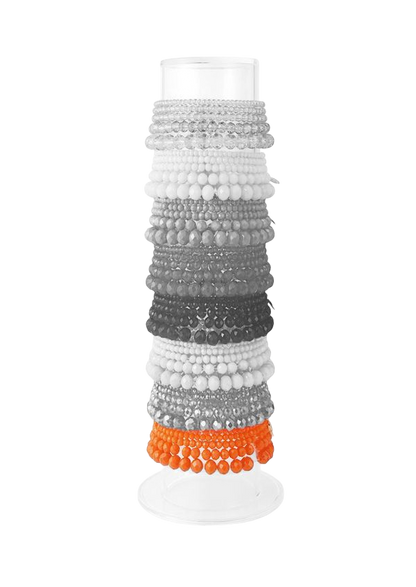 Kralen armband dames; Set van 5 glaskralen armbandjes met facet glans – Magenta Bloom | Festival Ready collectie