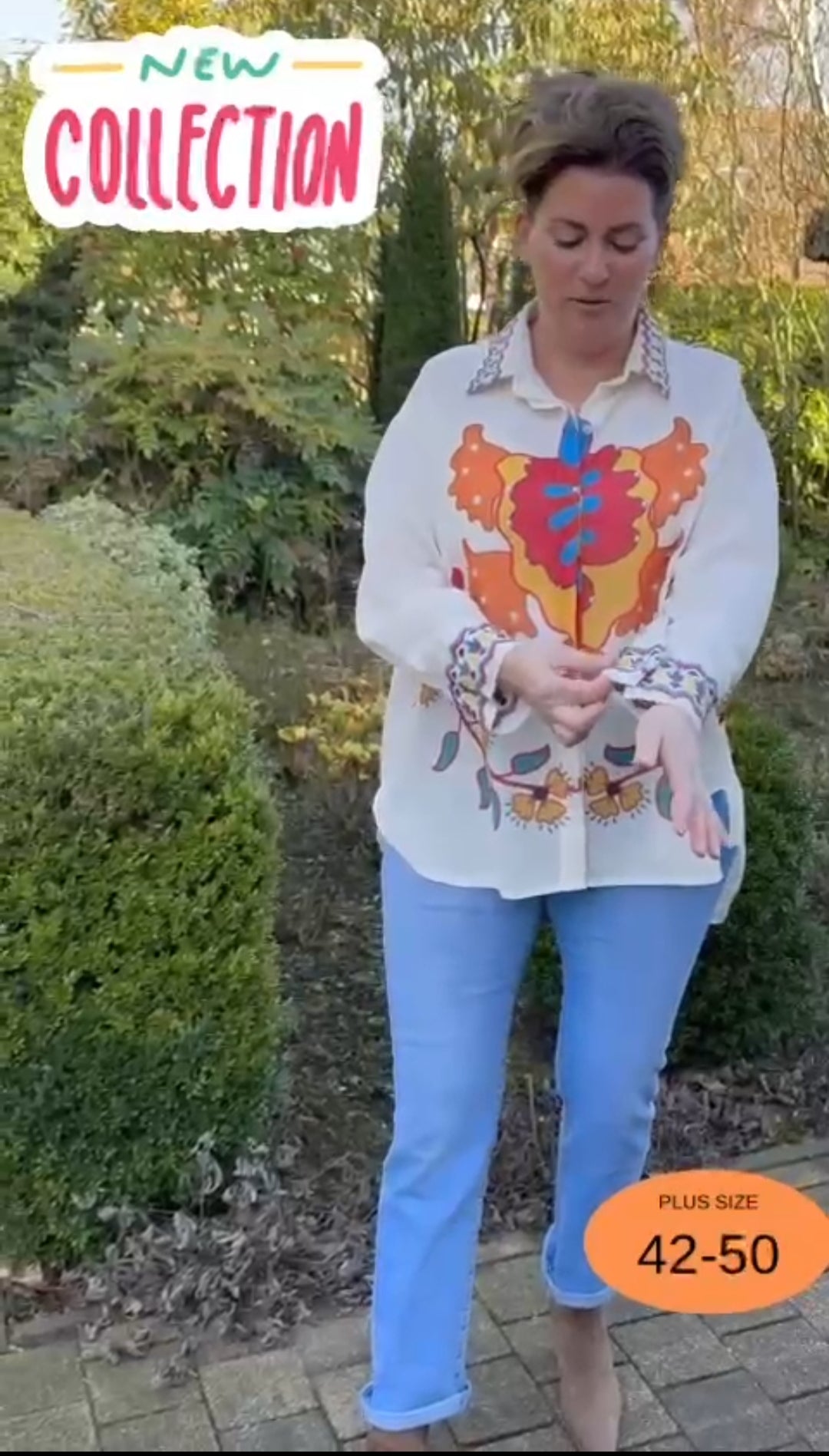 Grote maten blouse met western print en stoere uitstraling