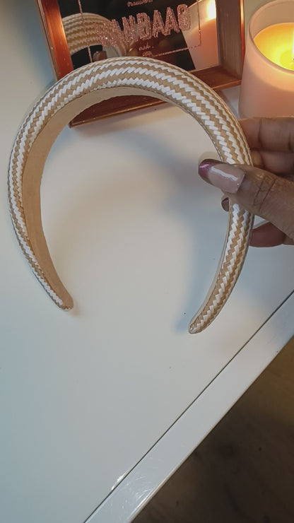 Diadeem haarband dikke dames haarband zigzag - Beige | Tee Time collectie