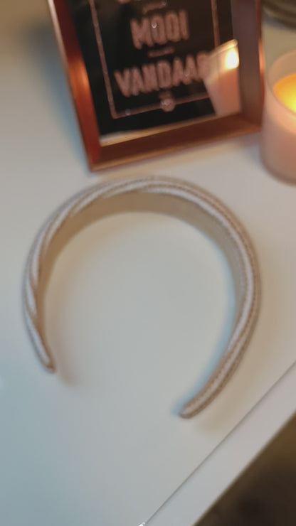 Diadeem haarband dikke dames haarband zigzag - Beige | Tee Time collectie