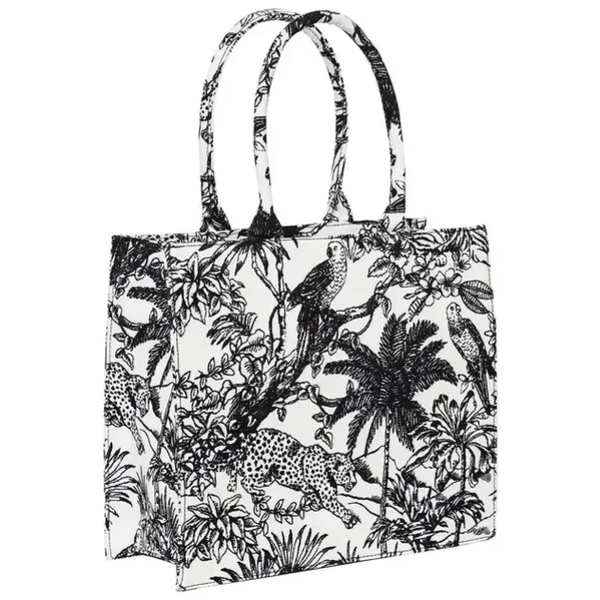 Dames handtas/ shopper Jungle print - Zwart/wit | Animal collectie