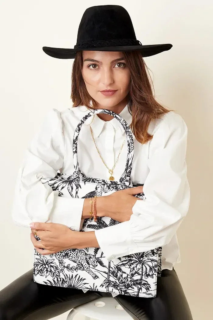 Dames handtas/ shopper Jungle print - Zwart/wit | Animal collectie