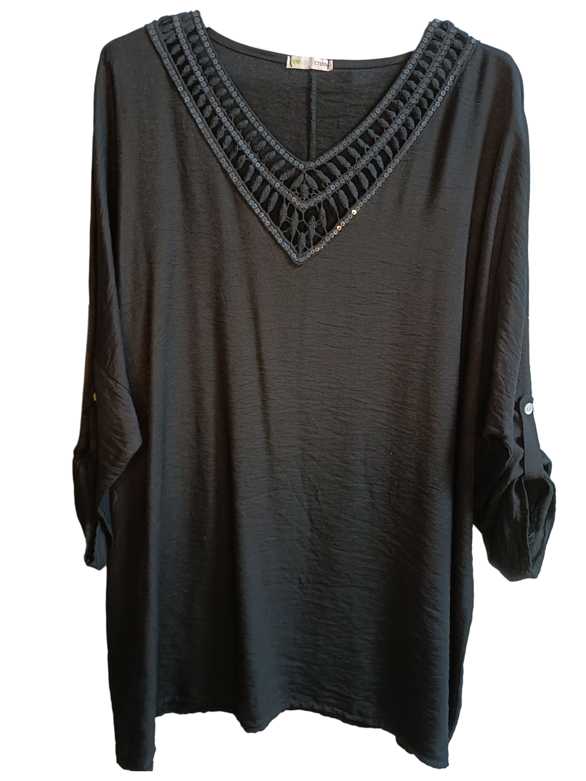 Plus size dames top broderie en lovertjes