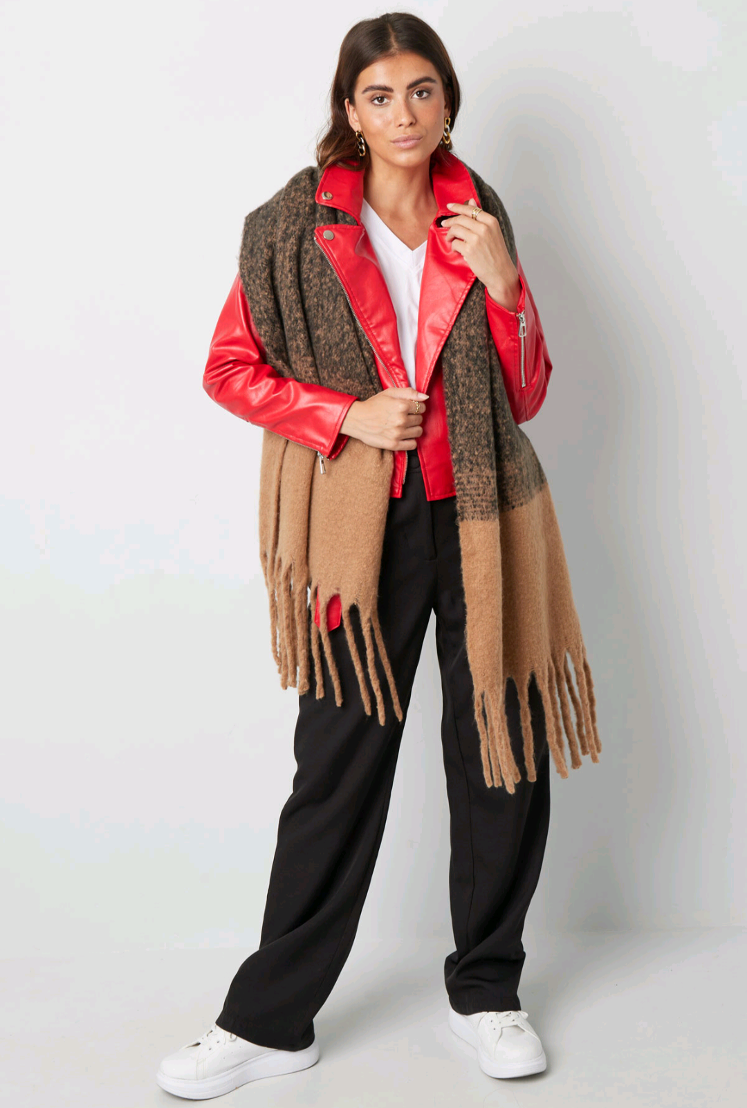 Winter sjaal dames/ Herfst sjaal dames - Zwart/Beige | Fall4me collectie