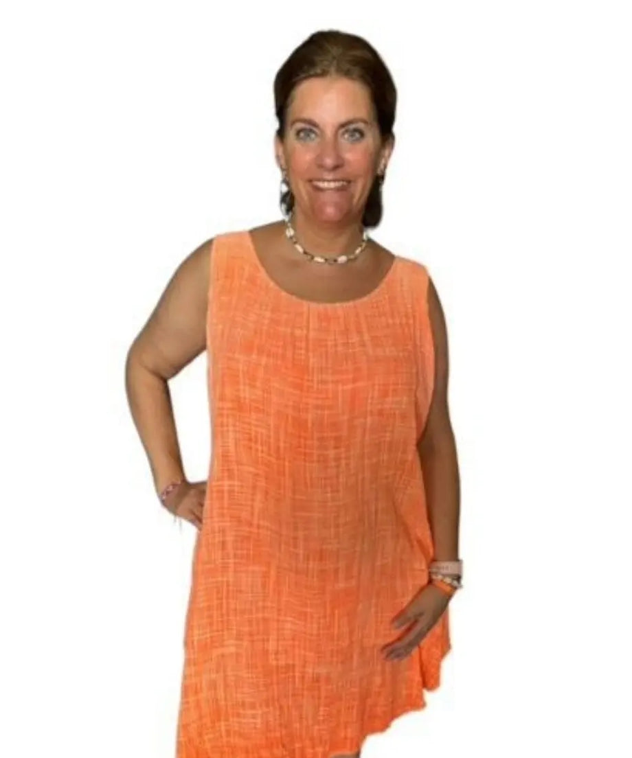 Basic katoenen zomerjurk; Jilly - Neon Oranje