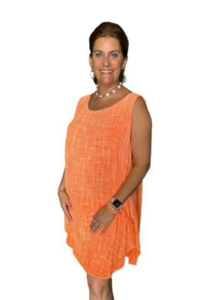 Basic katoenen zomerjurk; Jilly - Neon Oranje
